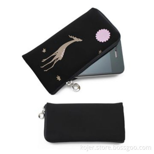Mobile Phone Pouch for Apple's iPhone 4, Made of Velvet Material with Zipper Slider and Lanyard